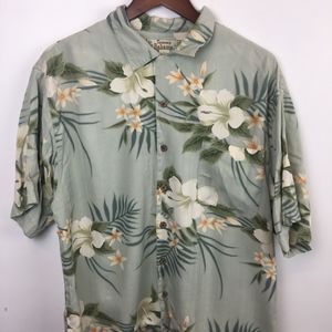 Vintage Tommy Bahama Mens Silk Hawaiian Polo Shirt